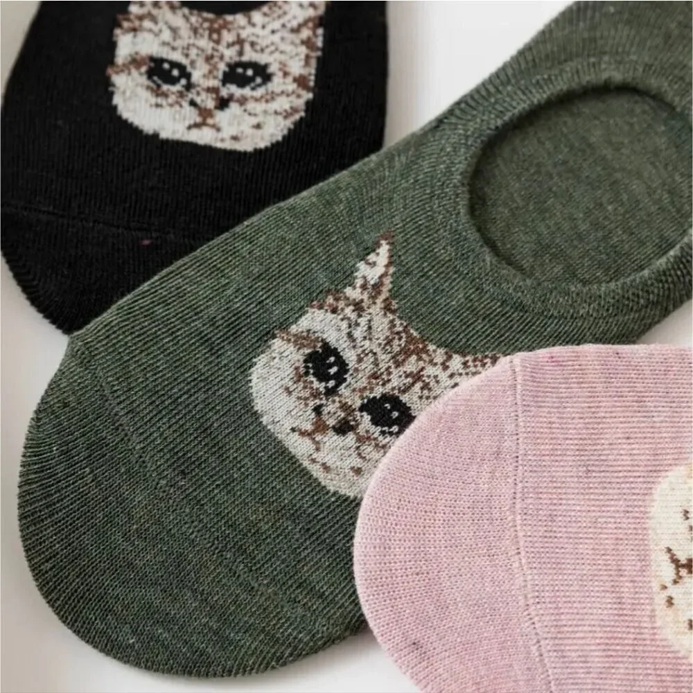 Kitty cat no show ankle sock bundle 5 pk